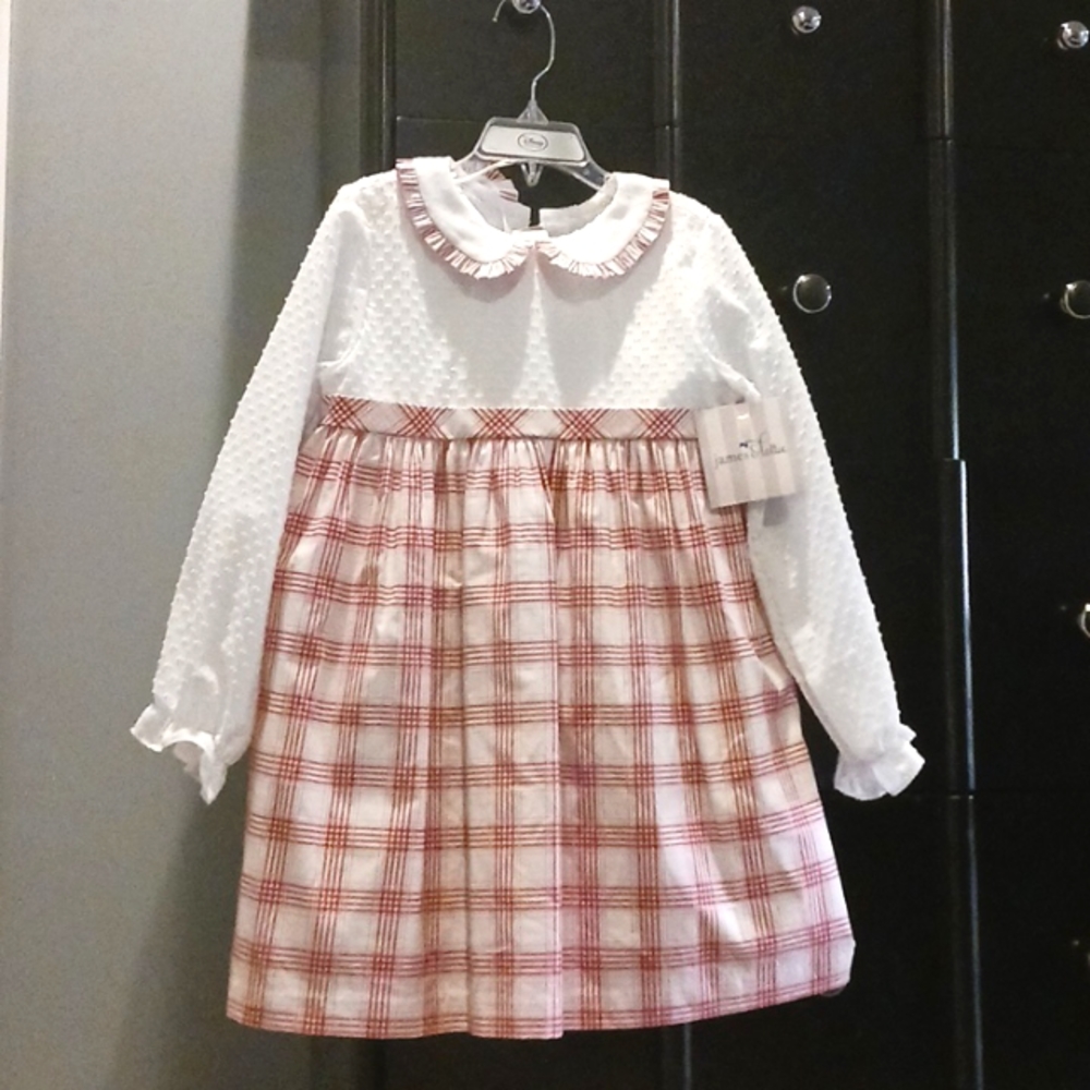 Plaid Red and White Kids Formal Dress